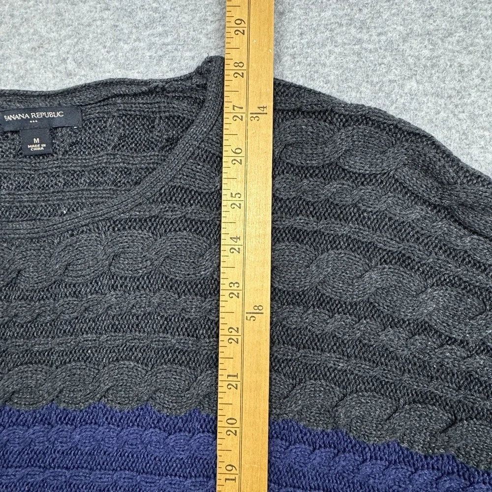 Banana Republic Two Tone Cable Knit Sweater Womens Medium Dolman‎ 3/4 Sleeve